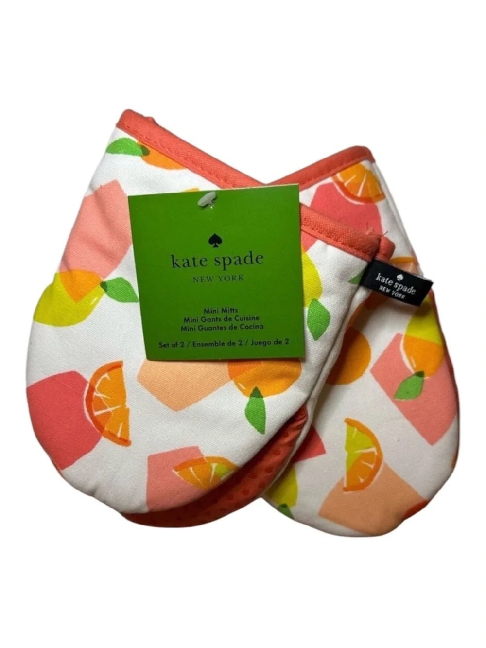 Kate Spade Citrus Mini Oven Mitt Set 2 NWT Squeeze the Day Cotton Kitchen